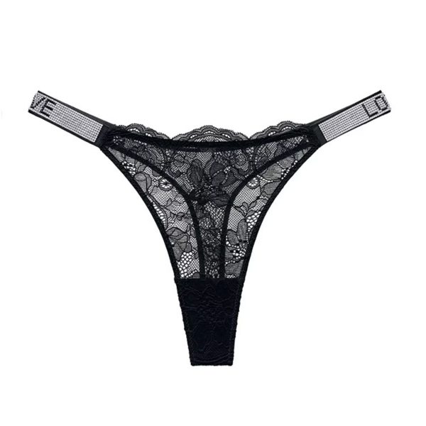 GLOW LACE CRYSTAL STRAP G-STRING — 3 Pack