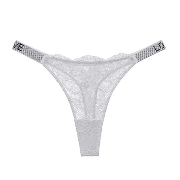 GLOW LACE CRYSTAL STRAP G-STRING — 4 Pack