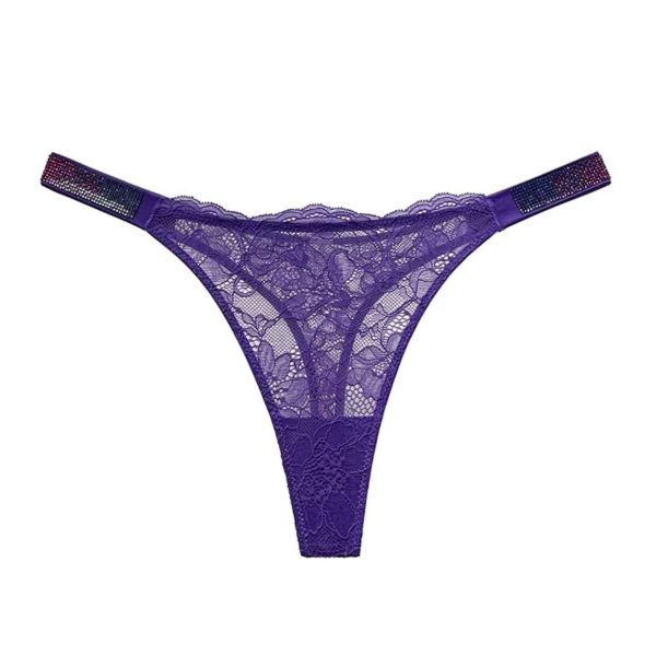 GLOW LACE CRYSTAL STRAP G-STRING — 3 Pack