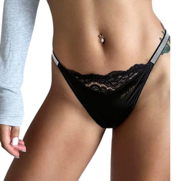 MIDNIGHT GLITZ LOW RISE LACE TRIM G-STRING — 3 Pack