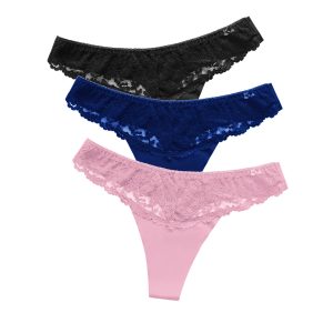 FLIRTY LACE THONG — 3 Pack